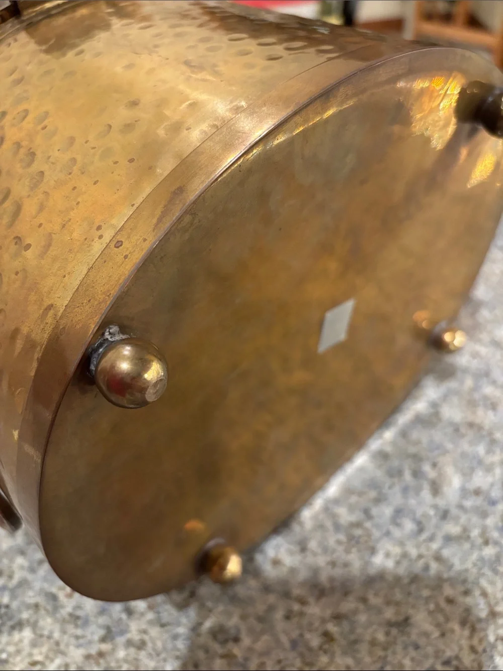 Hammered Brass Lidded Ice Bucket or Tea Caddy